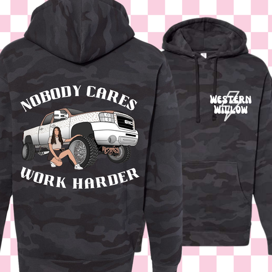 Nobody Cares Work Harder Camo Hoodie